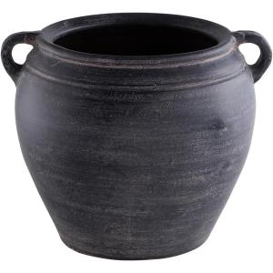 Signature Design by Ashley Meadie Casual Indoor Distressed Terra Cotta Vase with Wide Mouth, Black(Black)