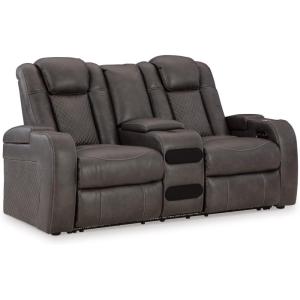 Signature Design by Ashley Next-Gen DuraPella Contemporary Faux Leather Modular Wall Hugger 3-Piece Power Reclining Sectional Sofa with Adjustable Headrest and USB Ports, Gray(Dark Gray)