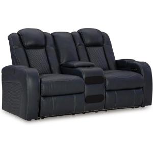 Signature Design by Ashley Next-Gen DuraPella Contemporary Faux Leather Modular Wall Hugger 3-Piece Power Reclining Sectional Sofa with Adjustable Headrest and USB Ports, Gray(Navy)