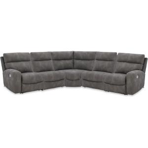 Signature Design by Ashley Next-Gen DuraPella Contemporary Faux Leather Modular Wall Hugger 3-Piece Power Reclining Sectional Sofa with Adjustable Headrest and USB Ports, Gray(Grey)
