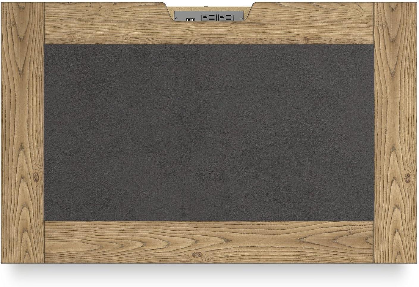 imageSignature Design by Ashley Galliden Rustic FeltLined 2 Drawer Nightstand with Cement Tile Inlay Tabletop Power Supply and USB Ports 2675 Tall Light Brown