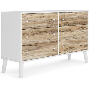 Signature Design by Ashley Charlang Modern Two-Toned 6 Drawer Dresser, Black & Light Brown(Natural/White)