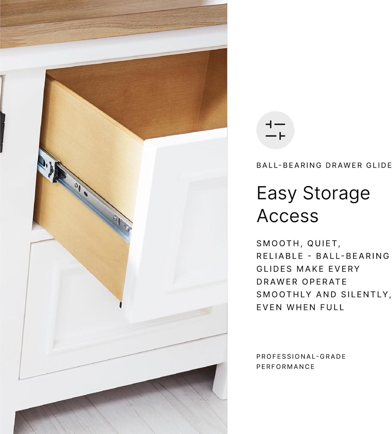 imageSignature Design by Ashley Ashbryn Casual 4Drawer 74 TV Stand for TVs up to 84 with Adjustable Shelves Cabinets Cord Openings White amp Light Brown