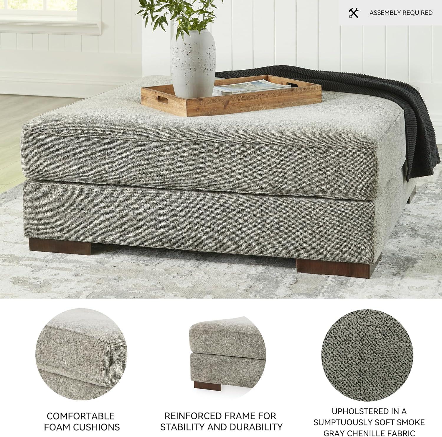 imageSignature Design by Ashley Bayless Modern Oversized Accent Ottoman Gray