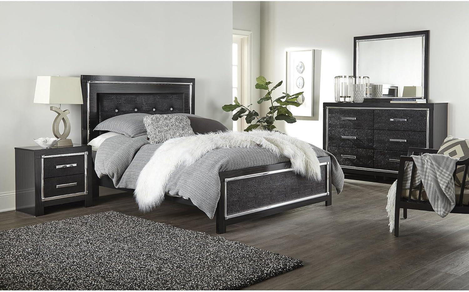 imageSignature Design by Ashley Blendon Farmhouse 2 Drawer Nightstand with FeltLined Top Drawer 2663 Tall White amp Light BrownBlack