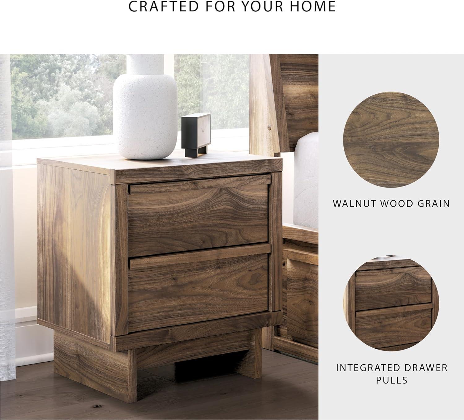 imageSignature Design by Ashley Blendon Farmhouse 2 Drawer Nightstand with FeltLined Top Drawer 2663 Tall White amp Light BrownBrown