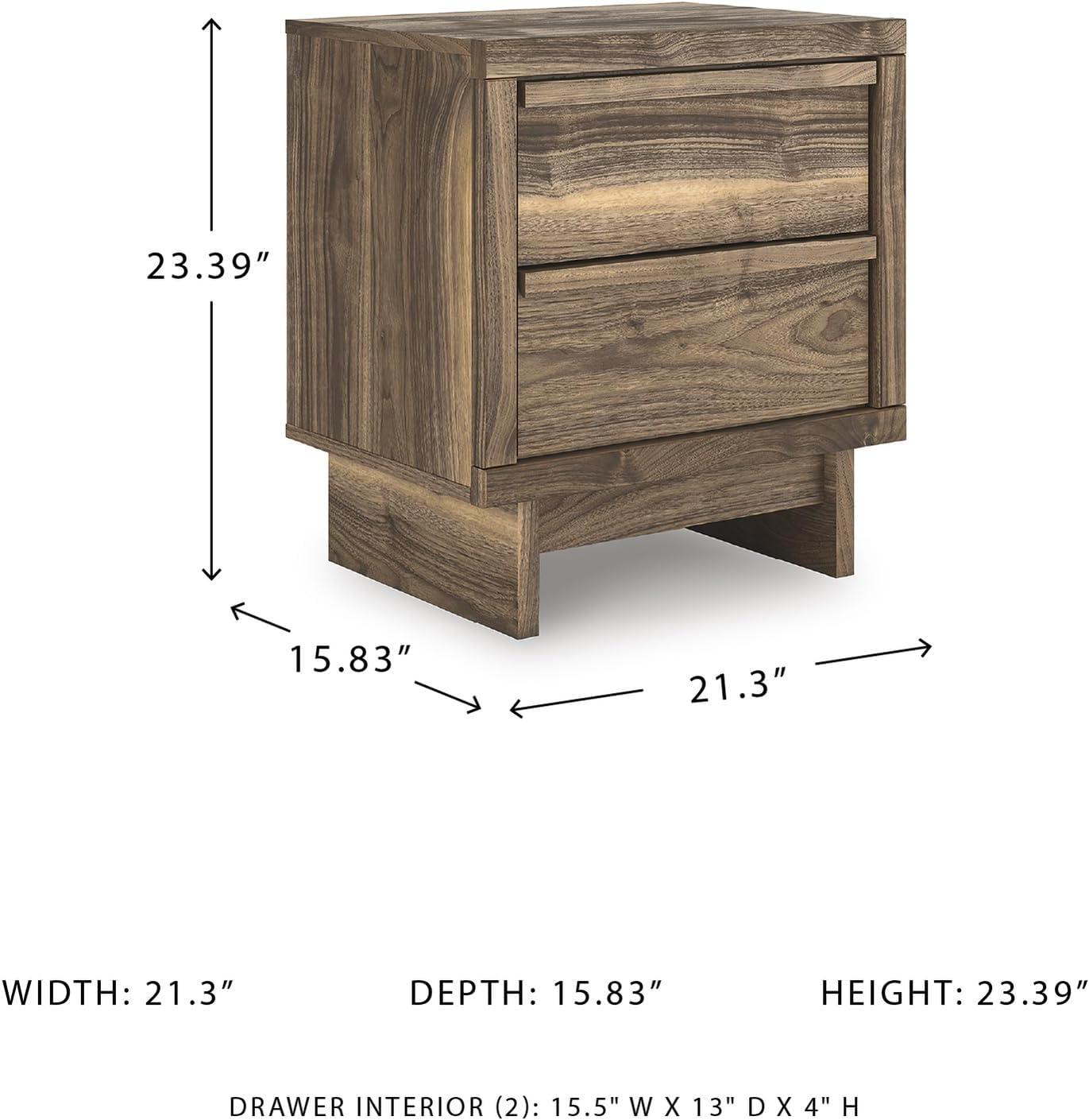 imageSignature Design by Ashley Blendon Farmhouse 2 Drawer Nightstand with FeltLined Top Drawer 2663 Tall White amp Light BrownBrown