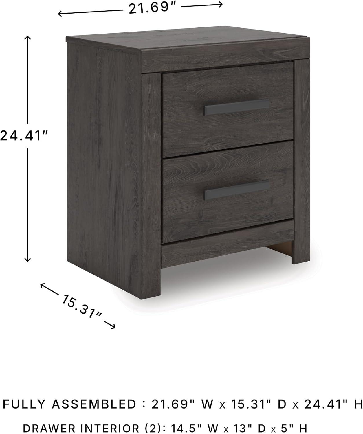 imageSignature Design by Ashley Blendon Farmhouse 2 Drawer Nightstand with FeltLined Top Drawer 2663 Tall White amp Light BrownCharcoal