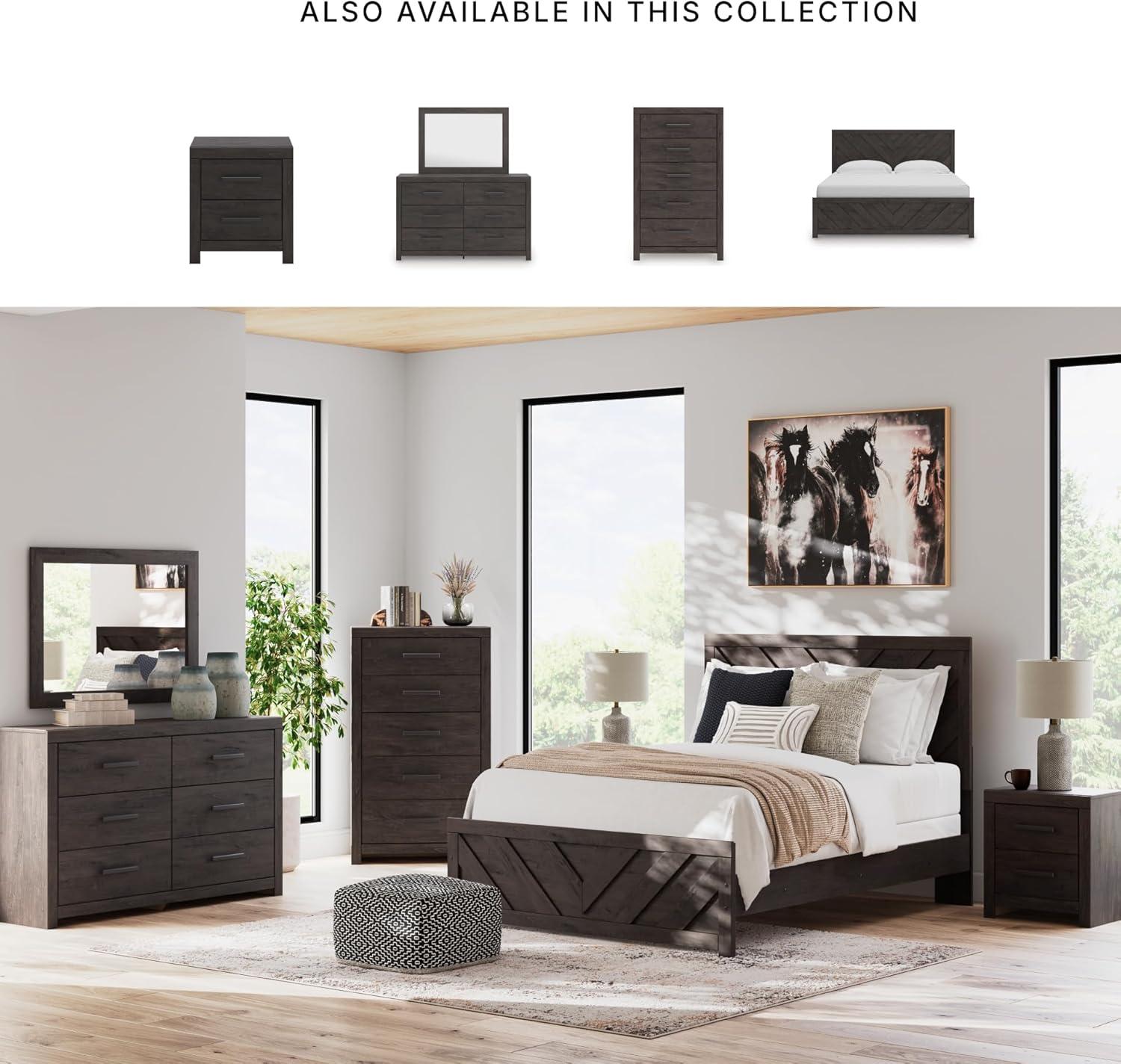 imageSignature Design by Ashley Blendon Farmhouse 2 Drawer Nightstand with FeltLined Top Drawer 2663 Tall White amp Light BrownCharcoal