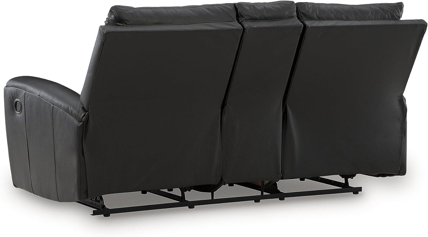 imageSignature Design by Ashley Glassmere Contemporary Leather Match Reclining Loveseat with Console 2 Cup Holders and Storage Black