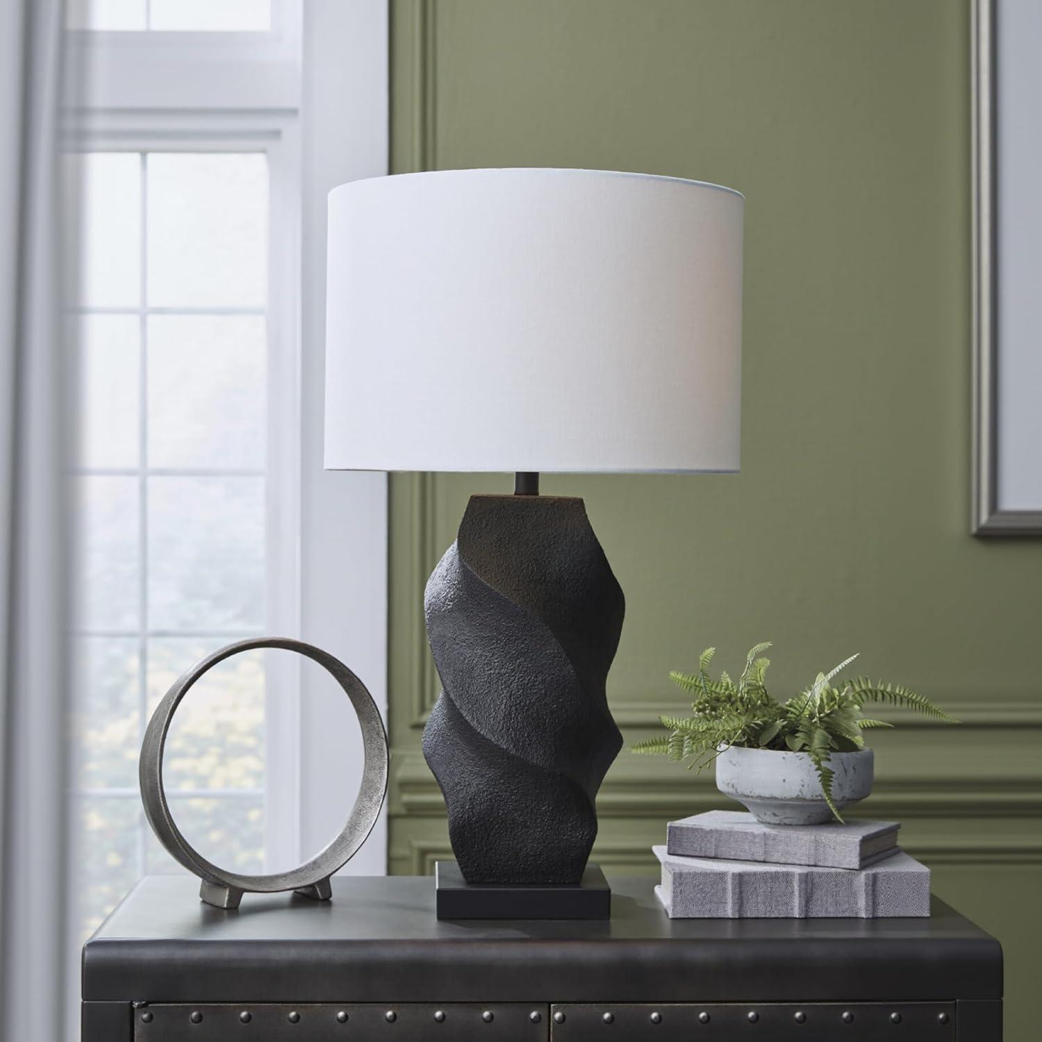 imageSignature Design by Ashley Jilton Modern Polyresin Table Lamp with 3Way Switch BlackBlack White
