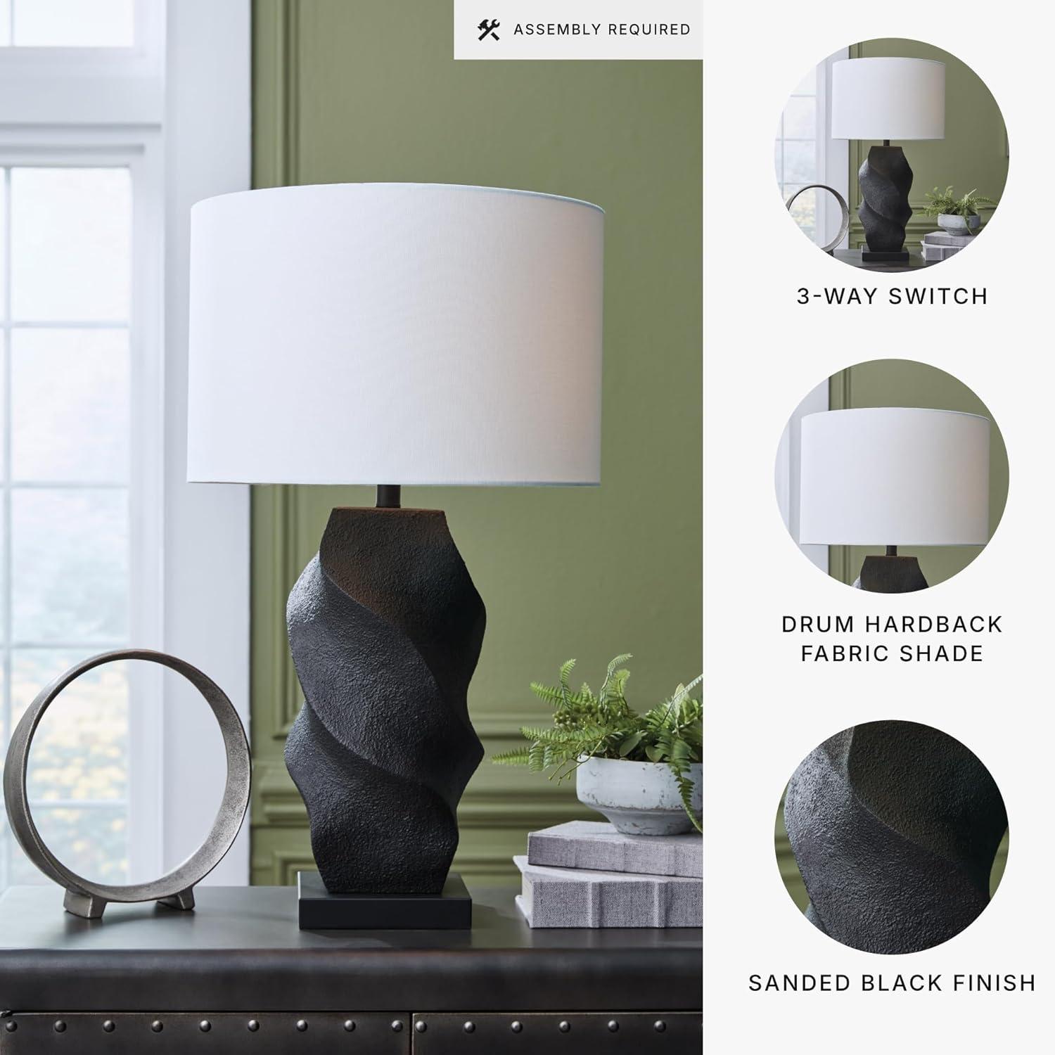imageSignature Design by Ashley Jilton Modern Polyresin Table Lamp with 3Way Switch BlackBlack White