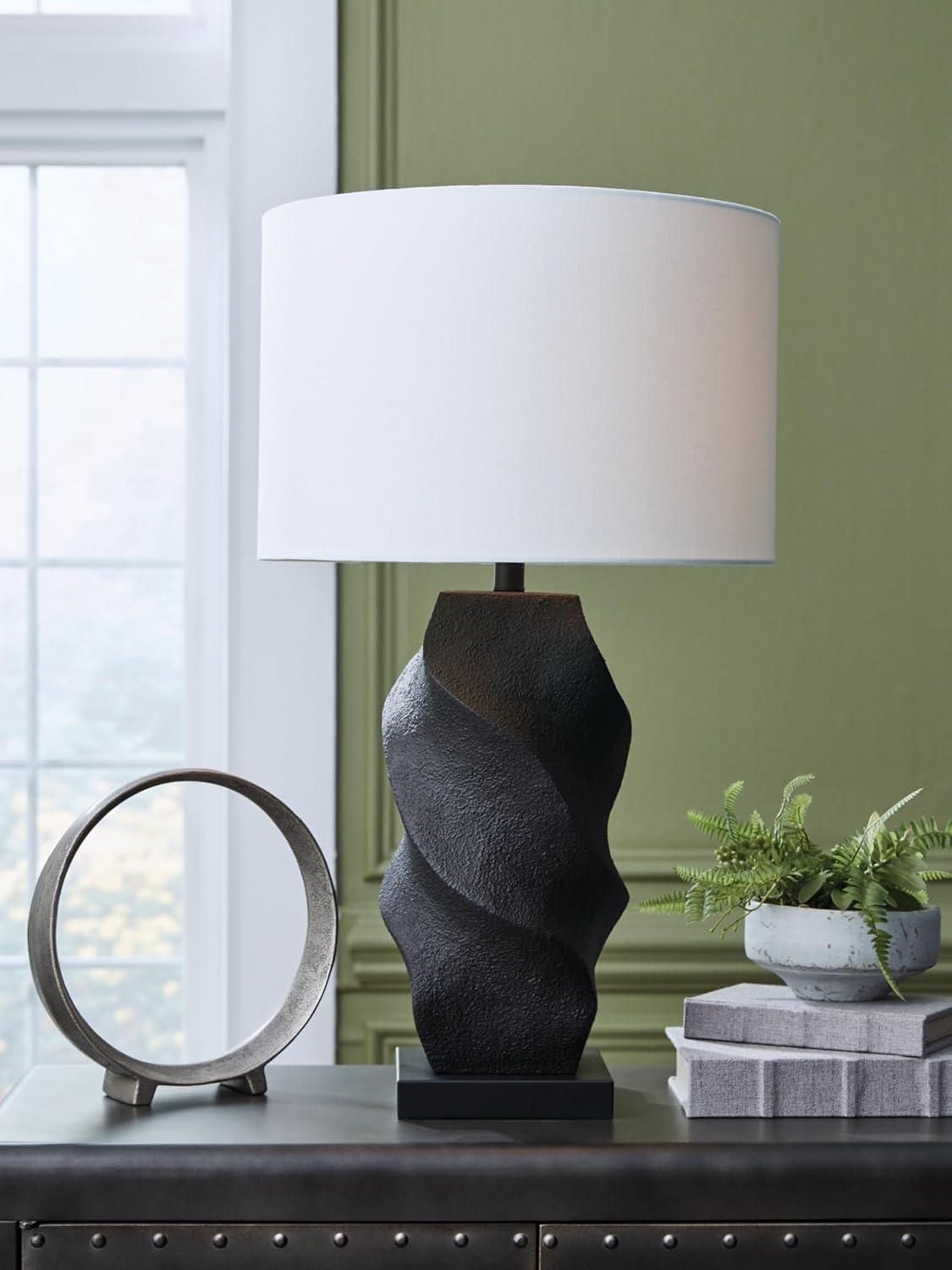 imageSignature Design by Ashley Jilton Modern Polyresin Table Lamp with 3Way Switch BlackBlack White