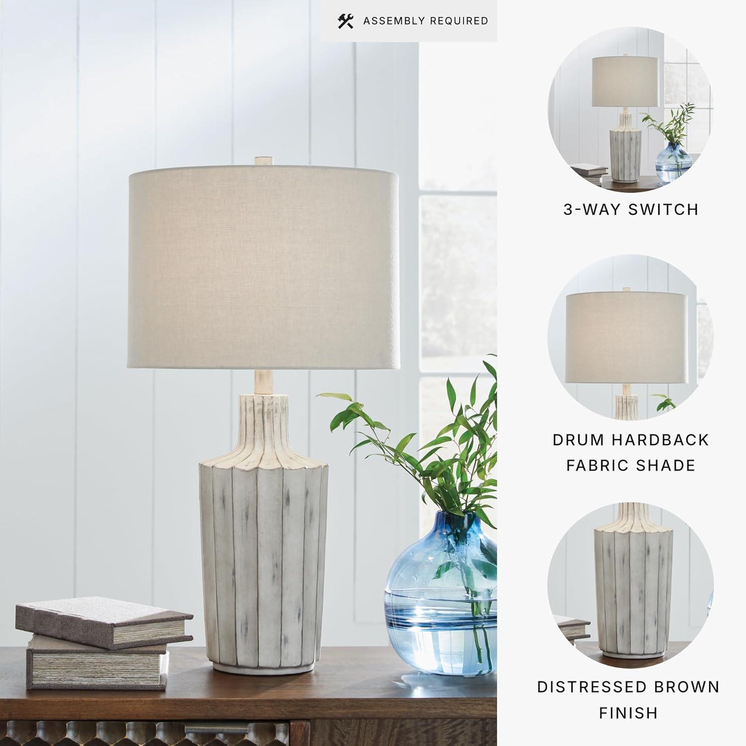imageSignature Design by Ashley Jilton Modern Polyresin Table Lamp with 3Way Switch BlackDistressed Brown