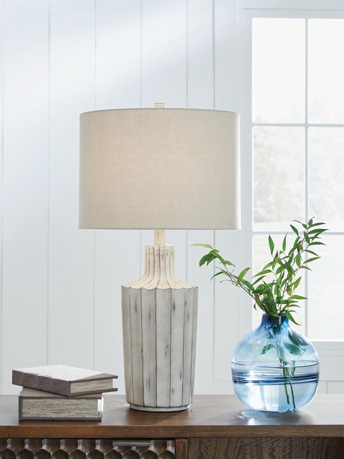 imageSignature Design by Ashley Jilton Modern Polyresin Table Lamp with 3Way Switch BlackDistressed Brown