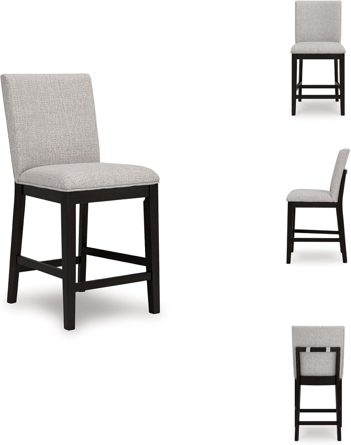 imageSignature Design by Ashley Neymorton Contemporary Counter Height Bar Stool with Foam Cushioned Seat Set of 2 Light Gray amp Black