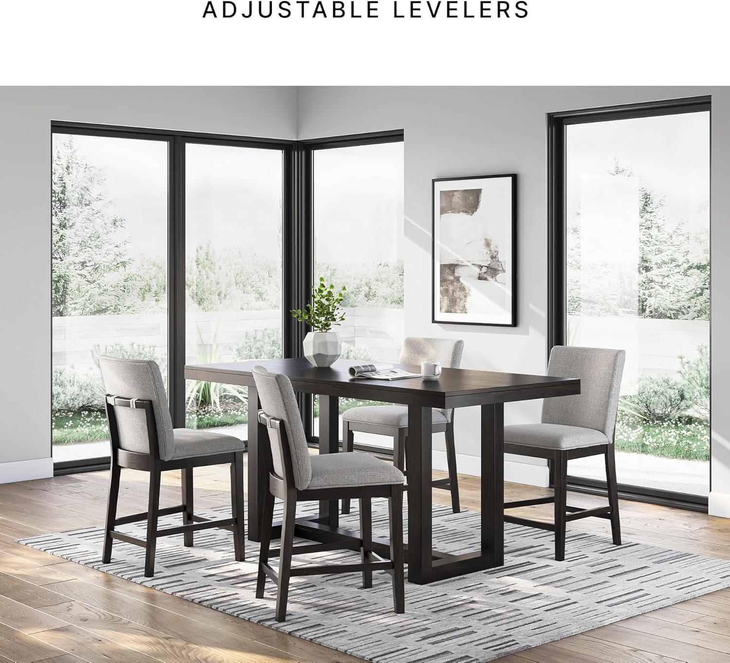 imageSignature Design by Ashley Neymorton Contemporary Counter Height Bar Stool with Foam Cushioned Seat Set of 2 Light Gray amp Black