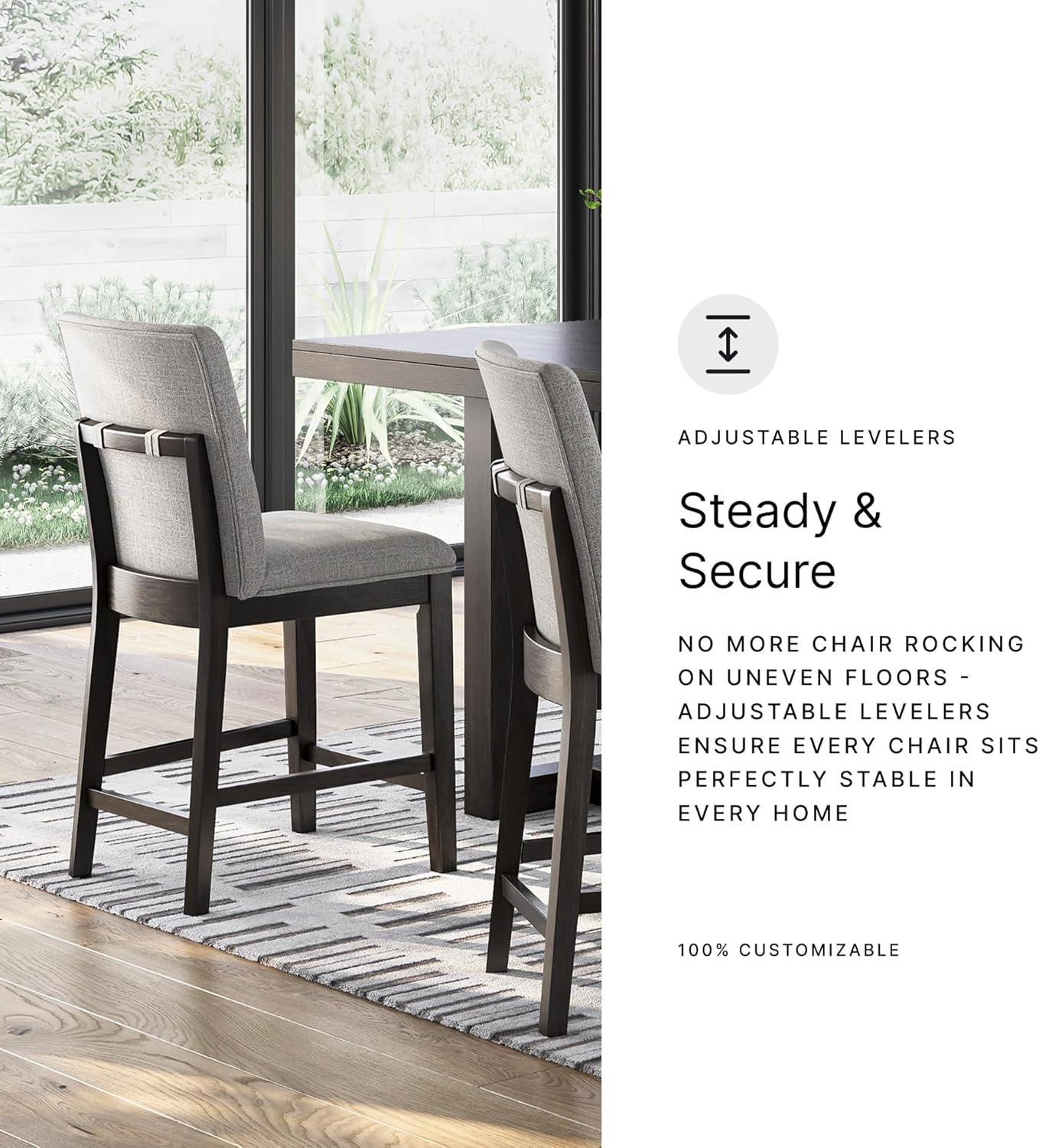 imageSignature Design by Ashley Neymorton Contemporary Counter Height Bar Stool with Foam Cushioned Seat Set of 2 Light Gray amp Black