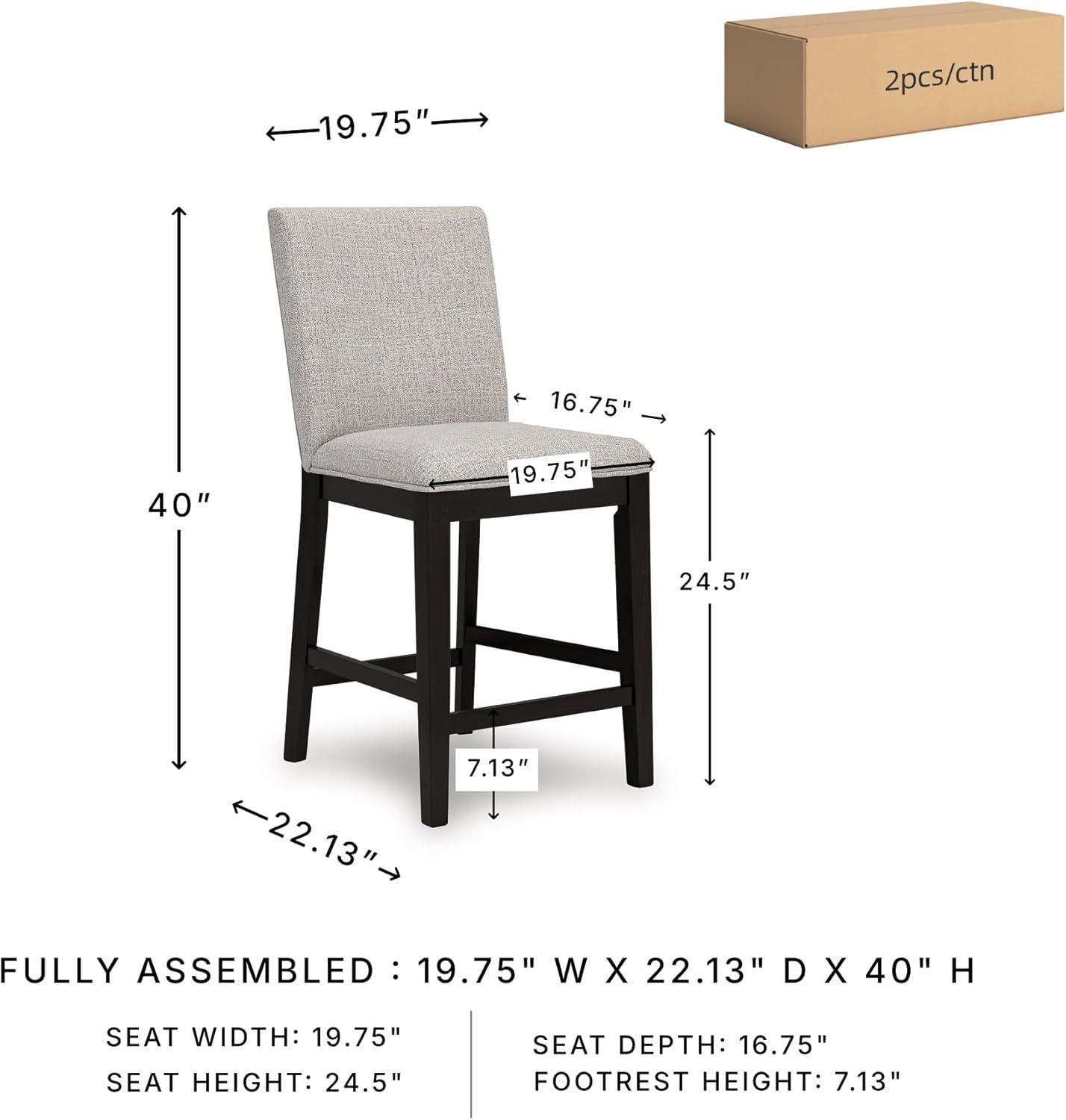 imageSignature Design by Ashley Neymorton Contemporary Counter Height Bar Stool with Foam Cushioned Seat Set of 2 Light Gray amp Black