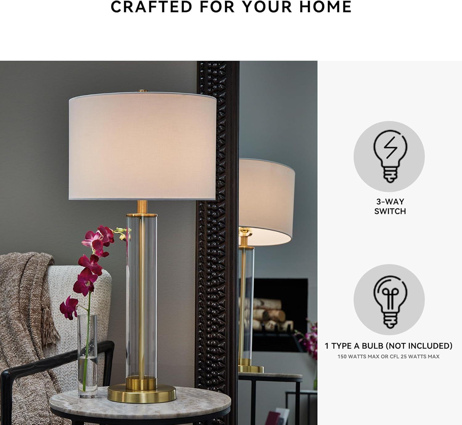 imageSignature Design by Ashley Orenman Contemporary 2925 Inch Glass Table Lamp Set of 2 WhiteGold