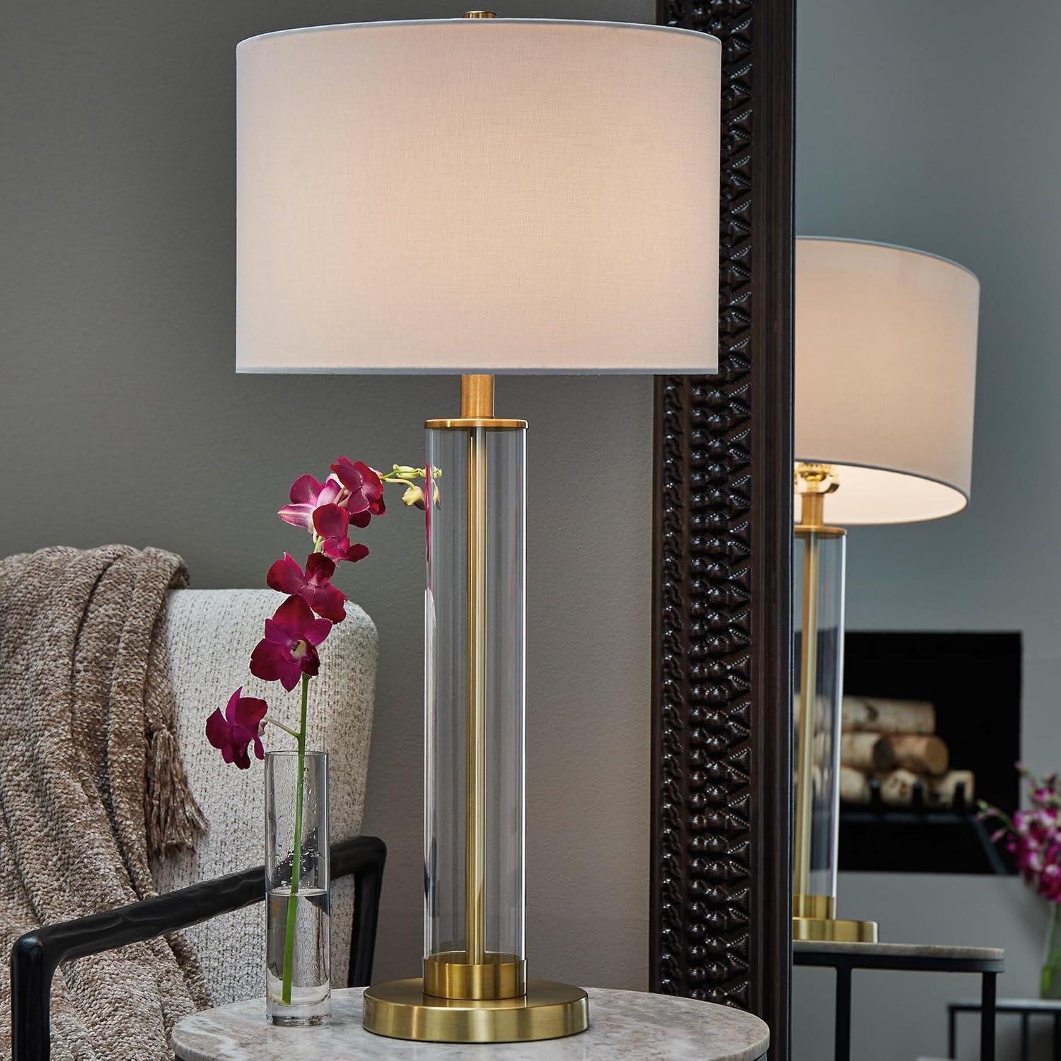 imageSignature Design by Ashley Orenman Contemporary 2925 Inch Glass Table Lamp Set of 2 WhiteGold