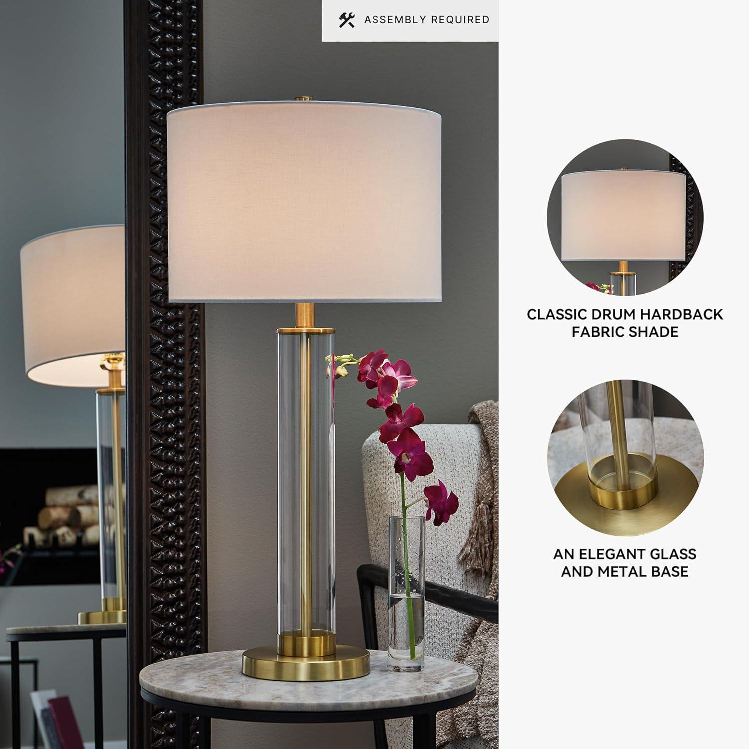imageSignature Design by Ashley Orenman Contemporary 2925 Inch Glass Table Lamp Set of 2 WhiteGold