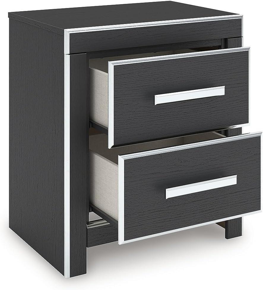 imageSignature Design by Ashley Ravalori Contemporary 2Drawer Nightstand with Storage USB Ports and Charging Station WhiteBlack