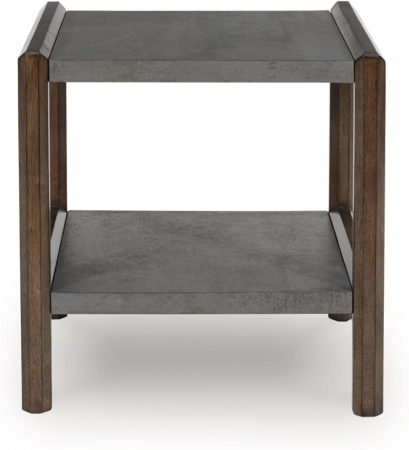 imageSignature Design by Ashley Wildenauer Casual Rectangular End Table with Lower Shelf and USB Charging Storage Drawer Wood 2413 High Light Brown amp BlackBrownGray