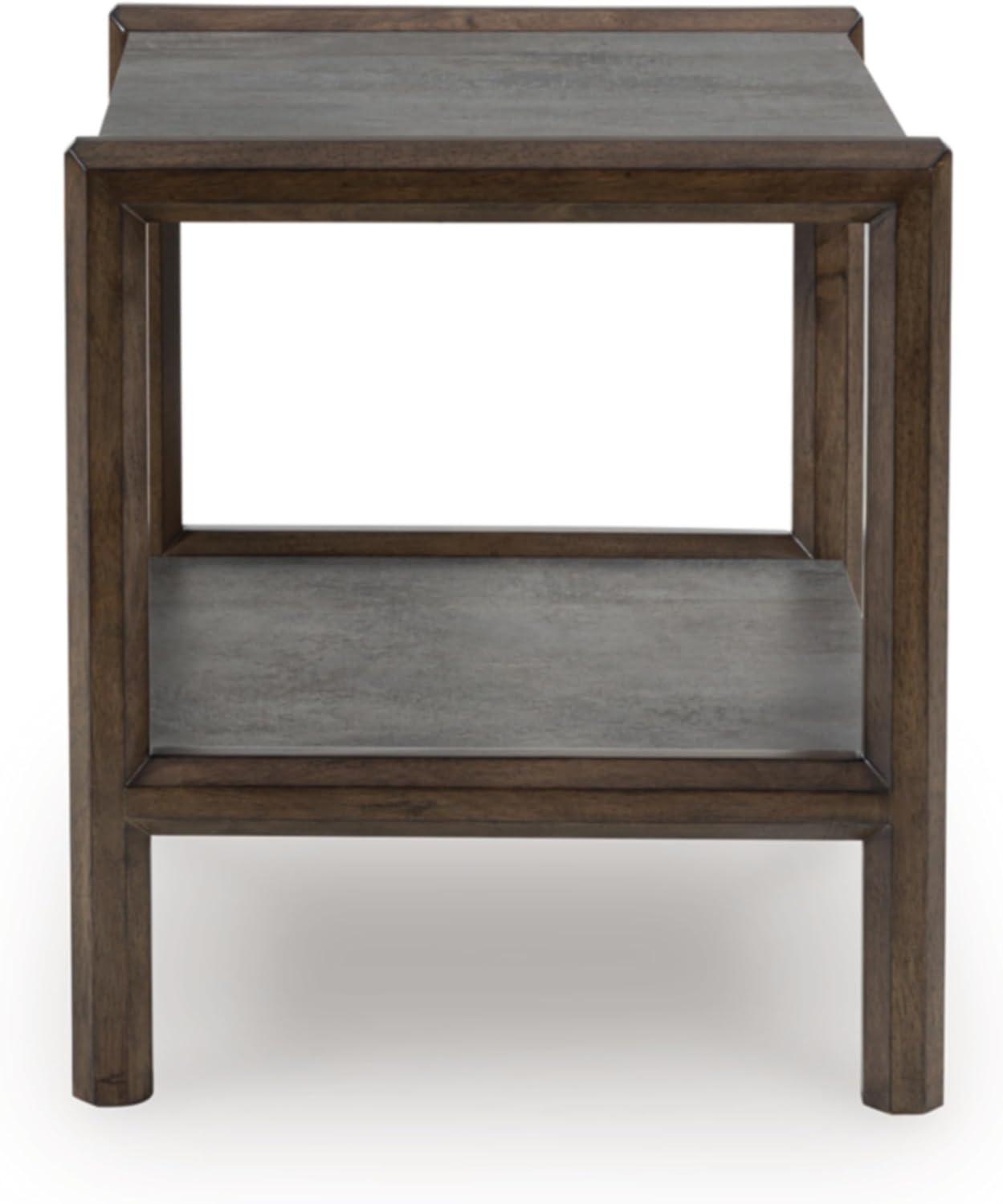imageSignature Design by Ashley Wildenauer Casual Rectangular End Table with Lower Shelf and USB Charging Storage Drawer Wood 2413 High Light Brown amp BlackBrownGray