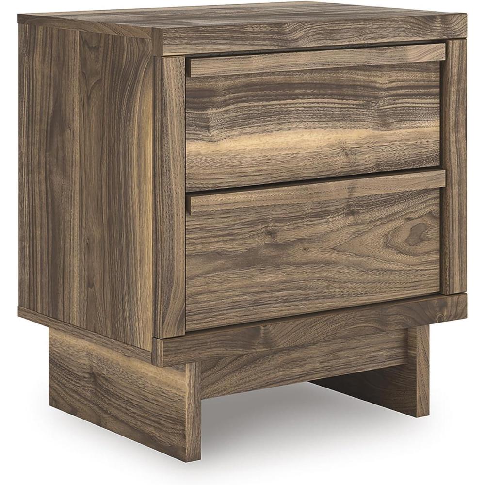 imageSignature Design by Ashley Blendon Farmhouse 2 Drawer Nightstand with FeltLined Top Drawer 2663 Tall White amp Light BrownBrown