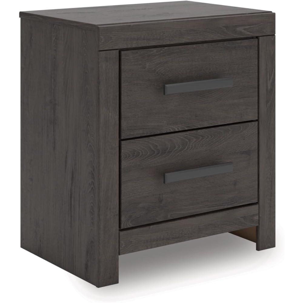 imageSignature Design by Ashley Blendon Farmhouse 2 Drawer Nightstand with FeltLined Top Drawer 2663 Tall White amp Light BrownCharcoal