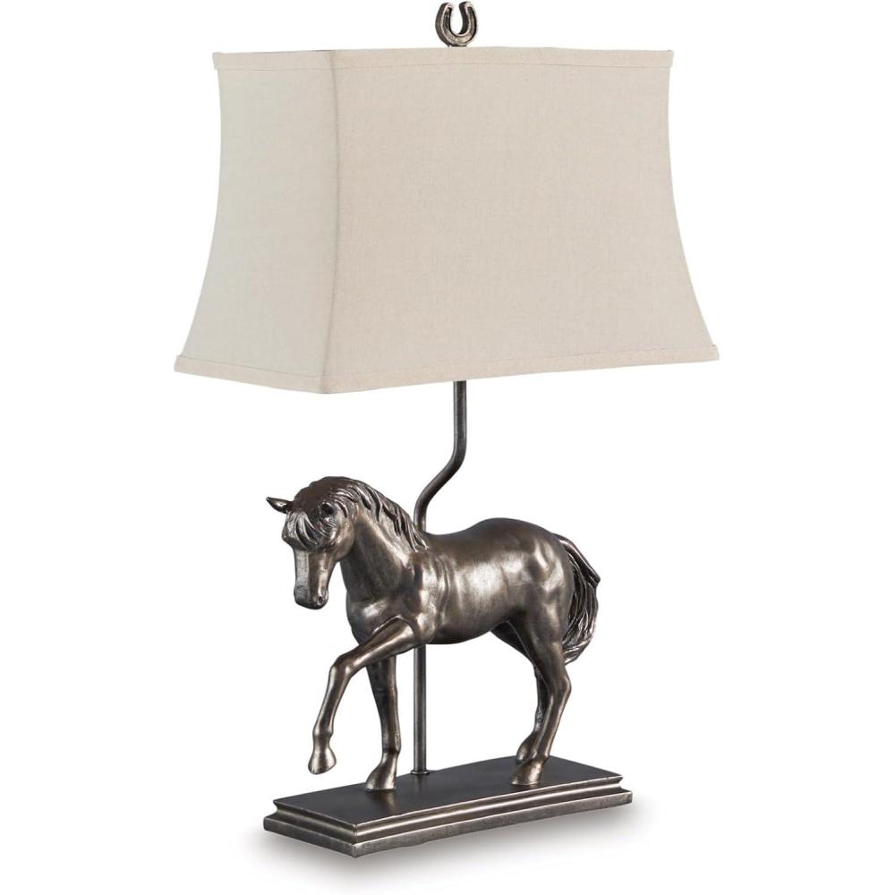 imageSignature Design by Ashley Jilton Modern Polyresin Table Lamp with 3Way Switch BlackBronze Finish