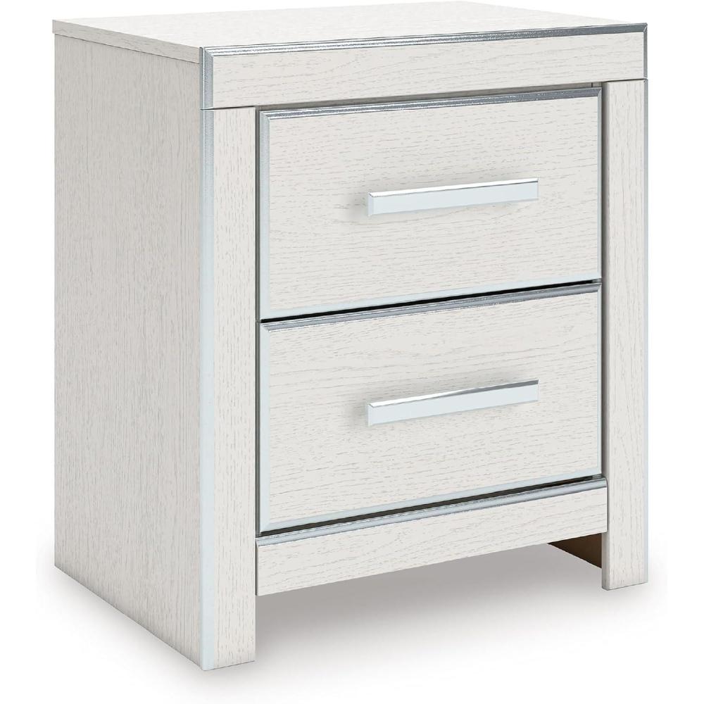 imageSignature Design by Ashley Ravalori Contemporary 2Drawer Nightstand with Storage USB Ports and Charging Station WhiteWhite