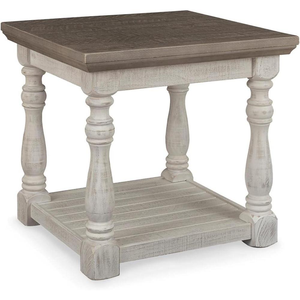 imageSignature Design by Ashley Wildenauer Casual Rectangular End Table with Lower Shelf and USB Charging Storage Drawer Wood 2413 High Light Brown amp BlackGrayWhite
