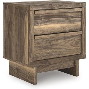 Signature Design by Ashley Blendon Farmhouse 2 Drawer Nightstand with Felt-Lined Top Drawer, 26.63″ Tall, White & Light Brown(Brown)