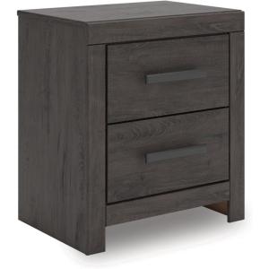 Signature Design by Ashley Blendon Farmhouse 2 Drawer Nightstand with Felt-Lined Top Drawer, 26.63″ Tall, White & Light Brown(Charcoal)