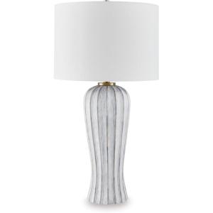 Signature Design by Ashley Jilton Modern Polyresin Table Lamp with 3-Way Switch, Black(Antique Gray)