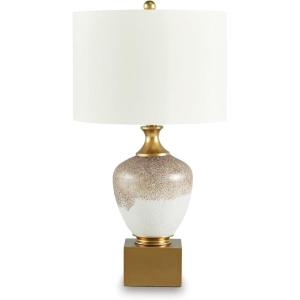 Signature Design by Ashley Jilton Modern Polyresin Table Lamp with 3-Way Switch, Black(Brown/White/Gold)