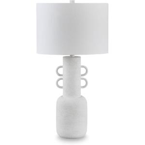 Signature Design by Ashley Jilton Modern Polyresin Table Lamp with 3-Way Switch, Black(Distressed White)