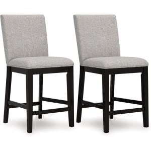Signature Design by Ashley Neymorton Contemporary Counter Height Bar Stool with Foam Cushioned Seat, Set of 2, Light Gray & Black