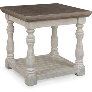 Signature Design by Ashley Wildenauer Casual Rectangular End Table with Lower Shelf and USB Charging, Storage Drawer, Wood, 24.13″ High, Light Brown & Black(Gray/White)