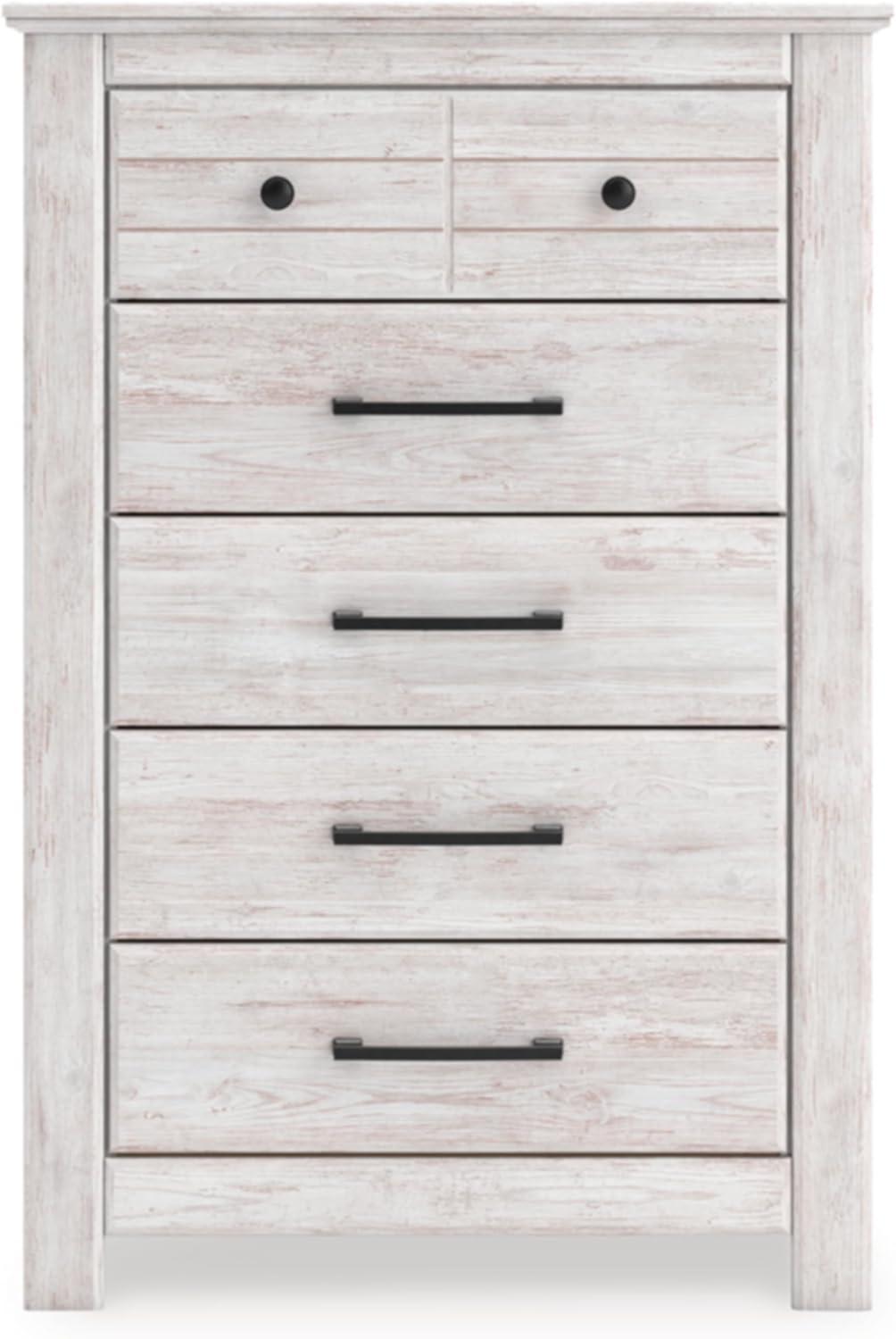 imageSignature Design by Ashley Allihauser Farmhouse 5Drawer Chest with Safety Stop WhitewashChest of Drawers