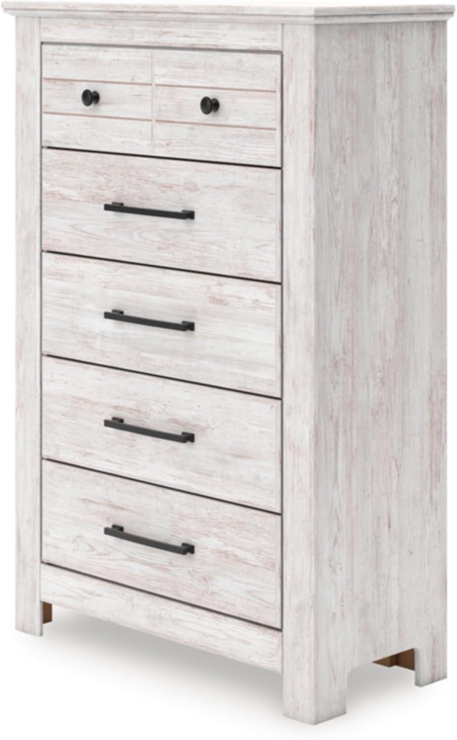 imageSignature Design by Ashley Allihauser Farmhouse 5Drawer Chest with Safety Stop WhitewashChest of Drawers
