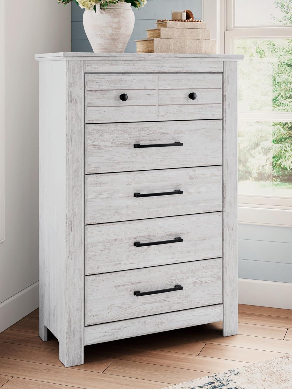 imageSignature Design by Ashley Allihauser Farmhouse 5Drawer Chest with Safety Stop WhitewashChest of Drawers