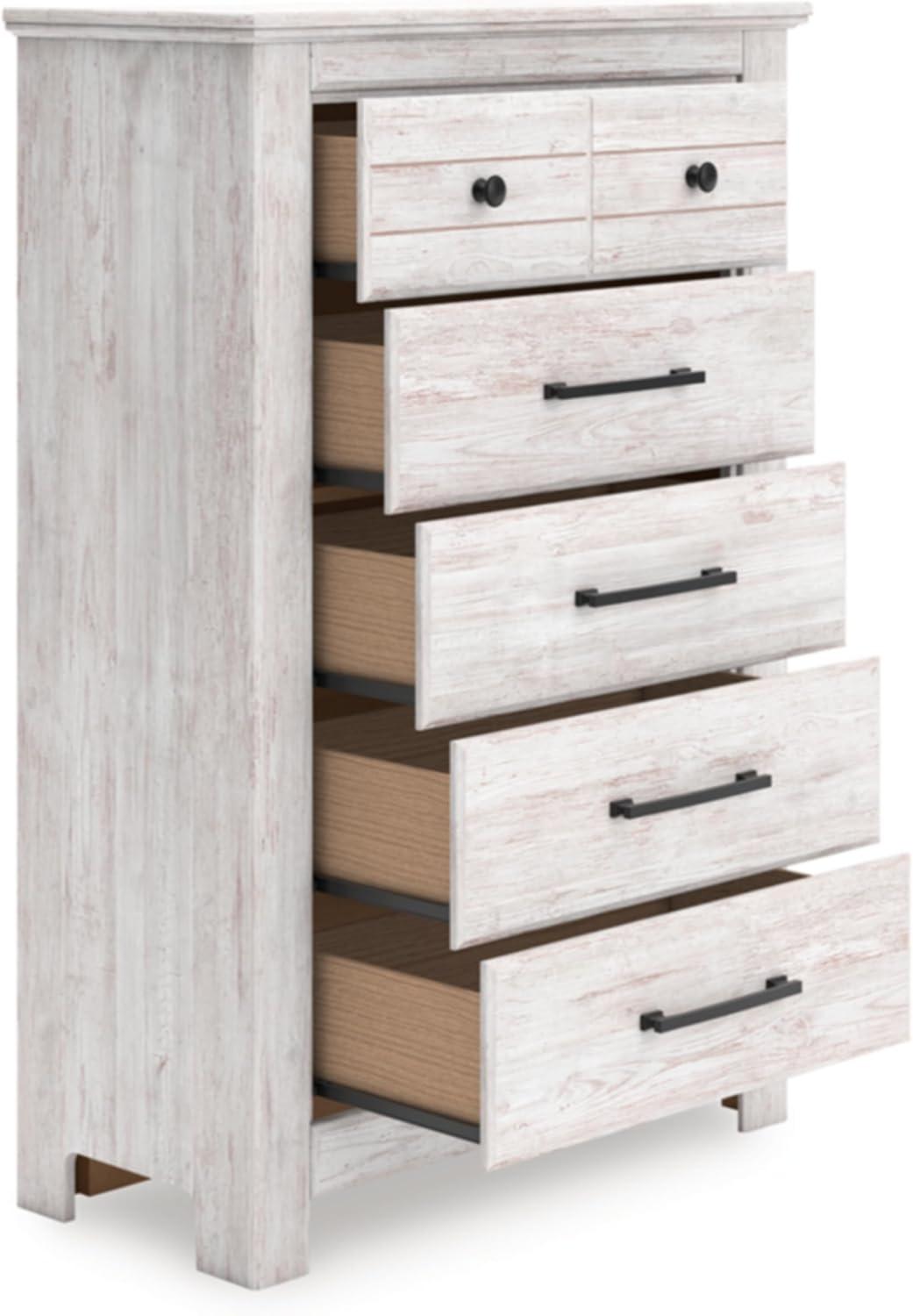 imageSignature Design by Ashley Allihauser Farmhouse 5Drawer Chest with Safety Stop WhitewashChest of Drawers