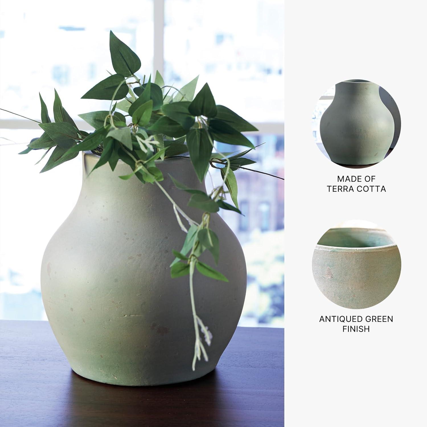 imageSignature Design by Ashley Baychester Casual Distressed Terra Cotta 13 Vase Light GreenLight Green
