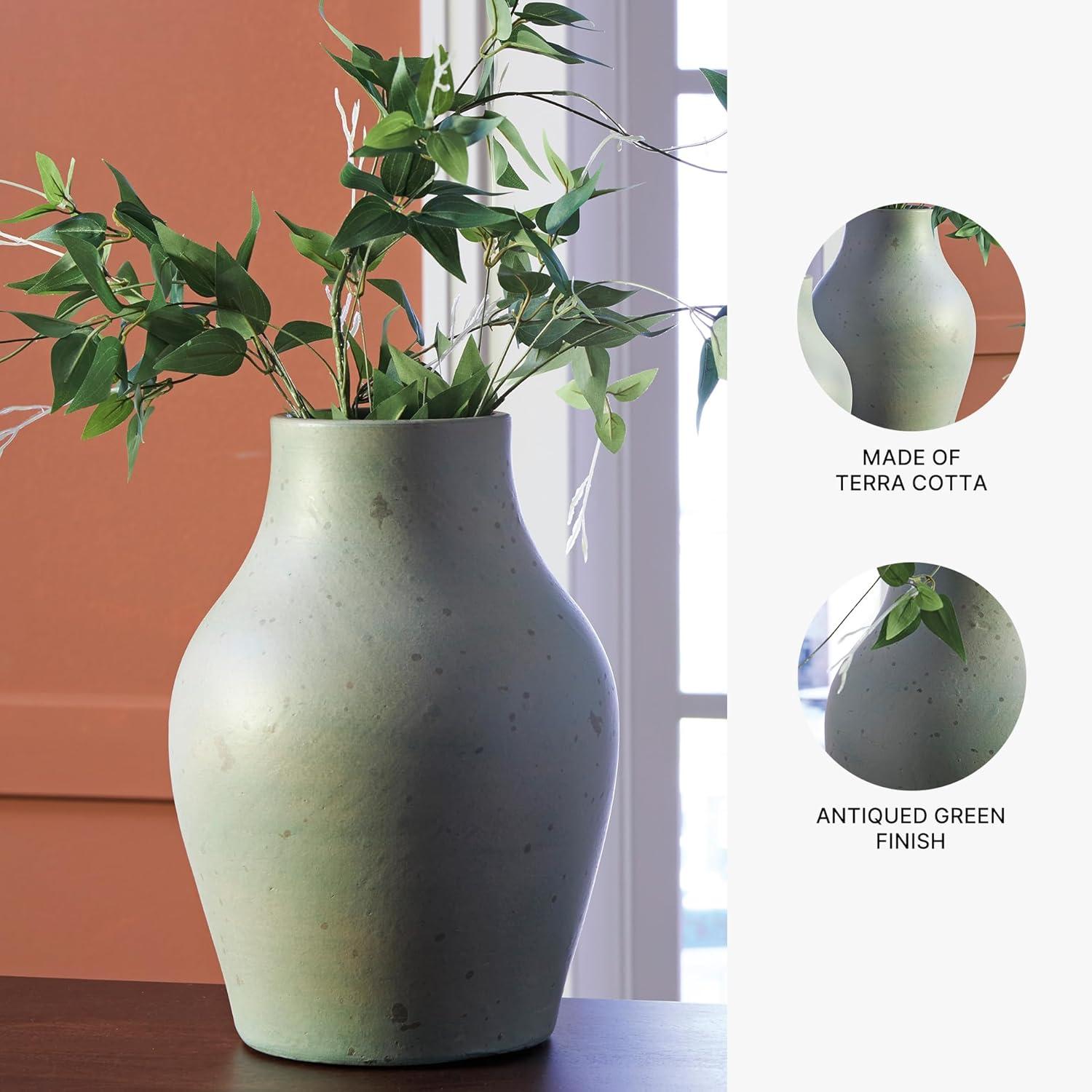 imageSignature Design by Ashley Baychester Casual Distressed Terra Cotta 13 Vase Light GreenLight Green