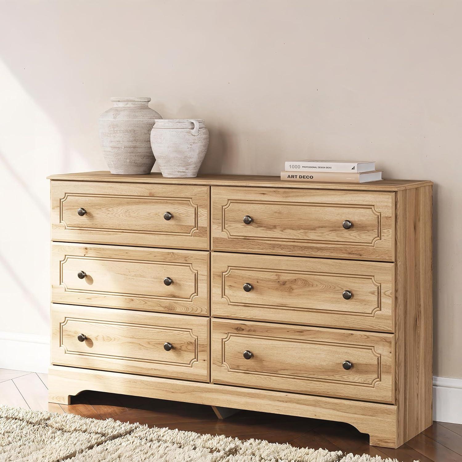imageSignature Design by Ashley Bestmere Traditional 6Drawer Dresser with Oak Finish Light Brown