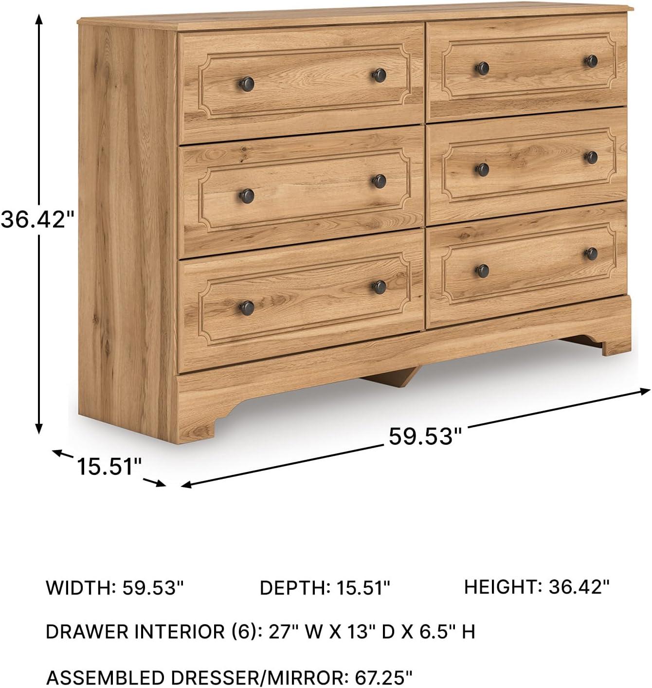 imageSignature Design by Ashley Bestmere Traditional 6Drawer Dresser with Oak Finish Light Brown
