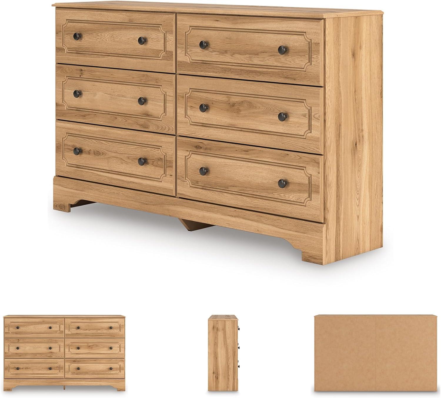 imageSignature Design by Ashley Bestmere Traditional 6Drawer Dresser with Oak Finish Light Brown